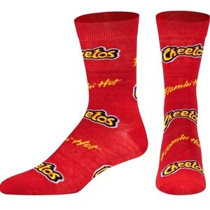 Cheetos Flamin Hot Crew Socks Red Logo Print Novelty New